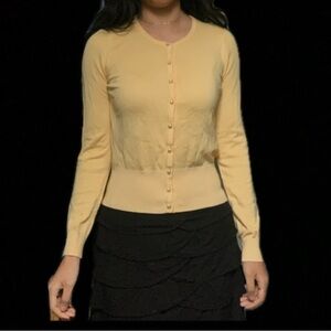 White House Black Market Yellow Cardigan Sweater Size XS